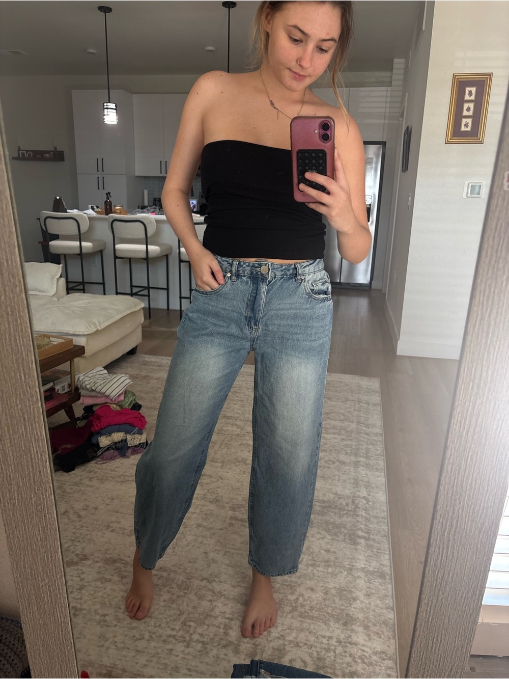 Straight-Leg High-Rise Light Blue Women's Jeans
